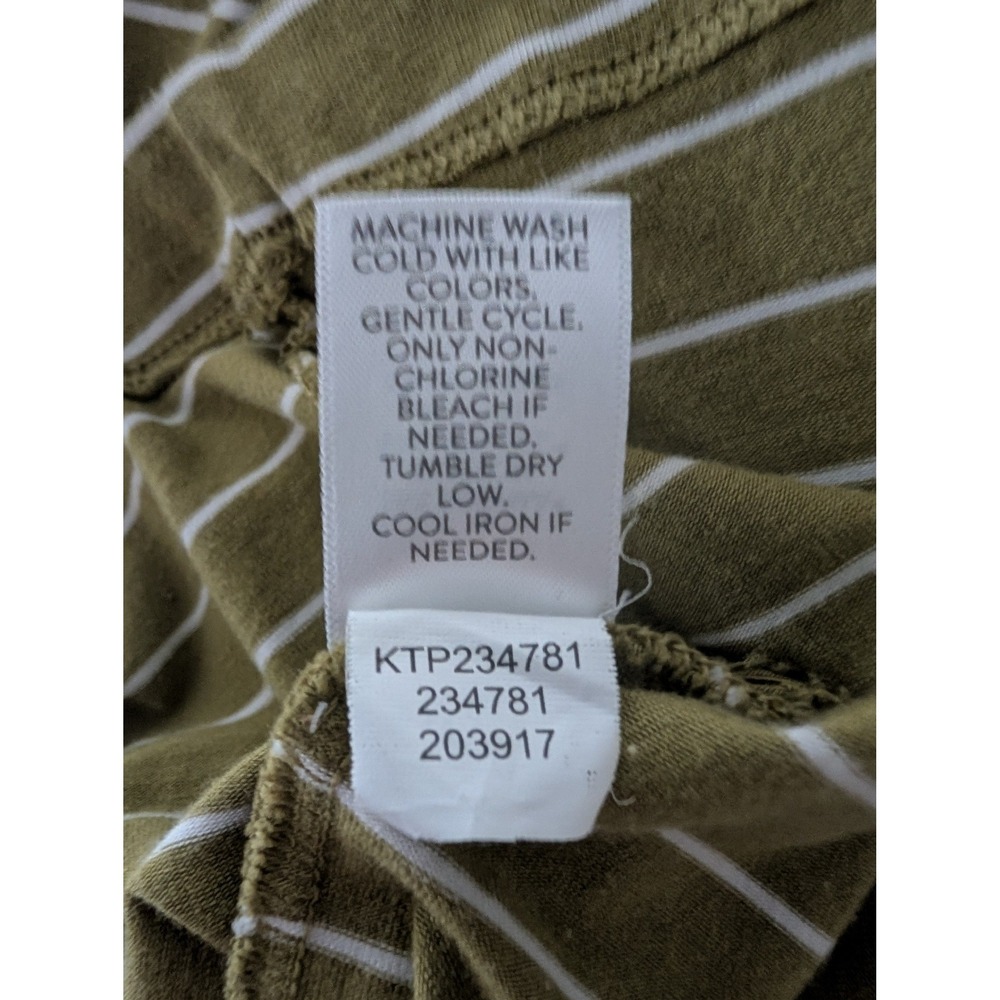 J. Jill Luxe Supima Elbow-Sleeve Tee Olive Green Striped Cotton Modal Top Large - Picture 6 of 6